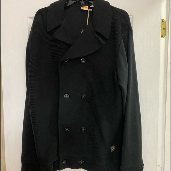 Hugo Boss Orange Cardigan shawl collar double-breasted  black sweater - Picture 3 of 9